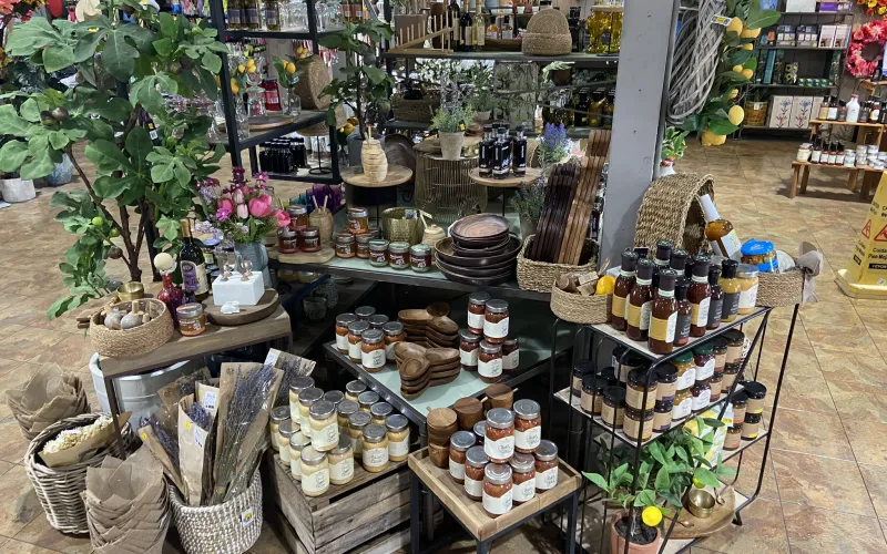 a shop with many items on the shelves