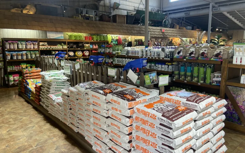 a large room with shelves of products