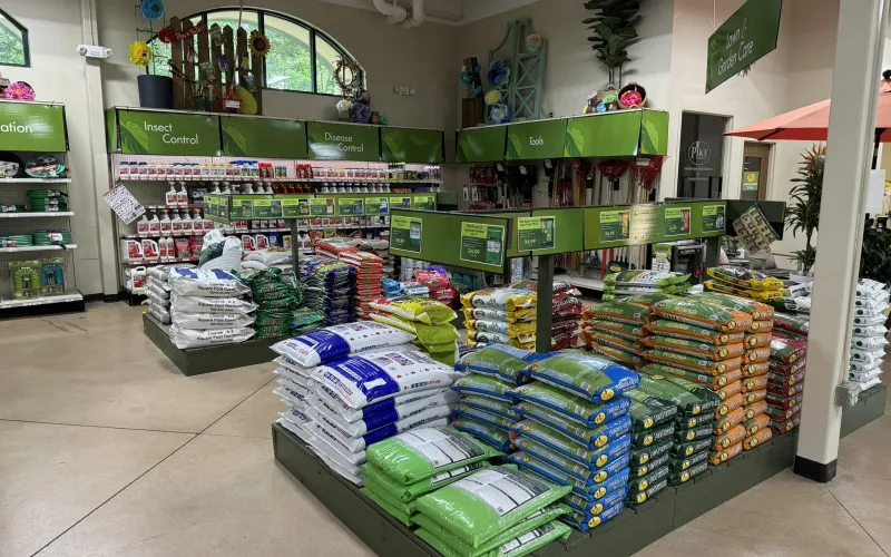 a store with a large display of luggage