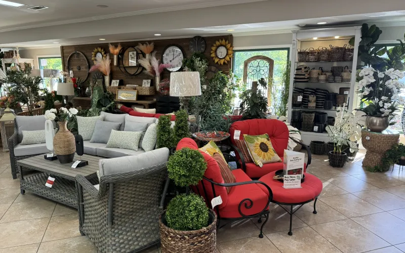 a living room with a large window