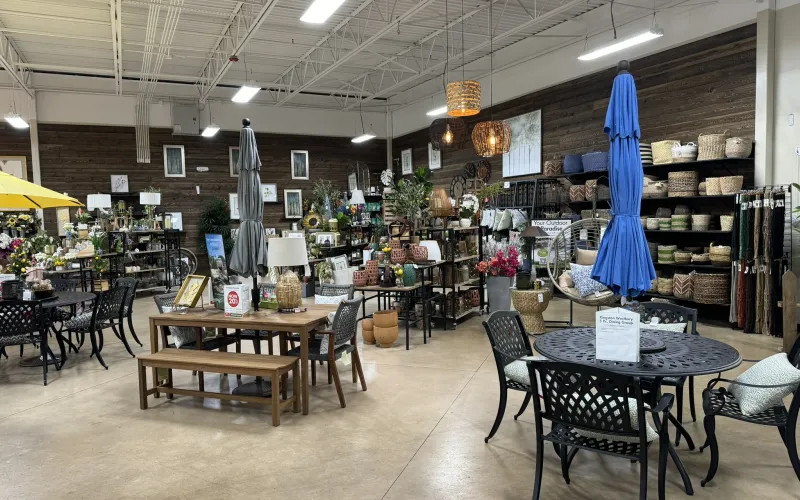 a large room with tables and chairs