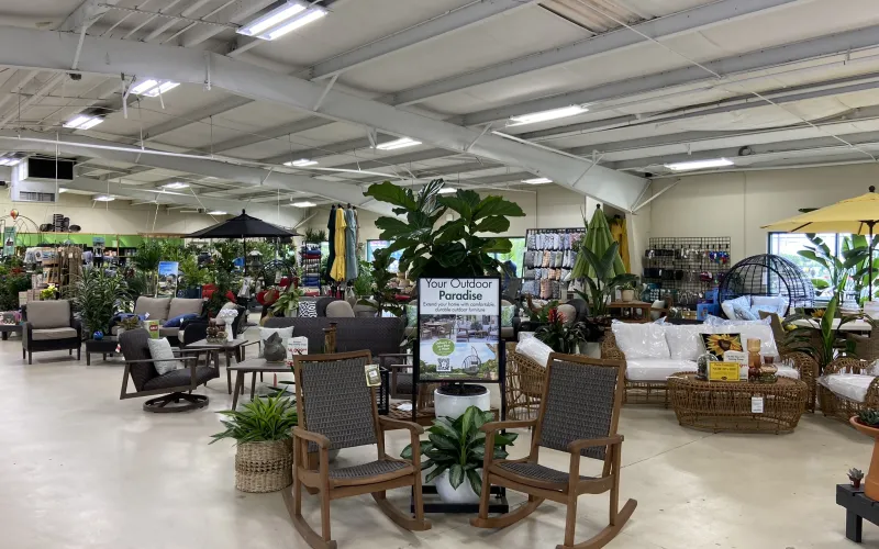 a large room with tables and chairs