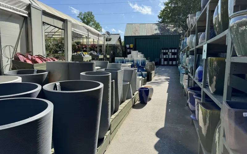 a row of metal bins