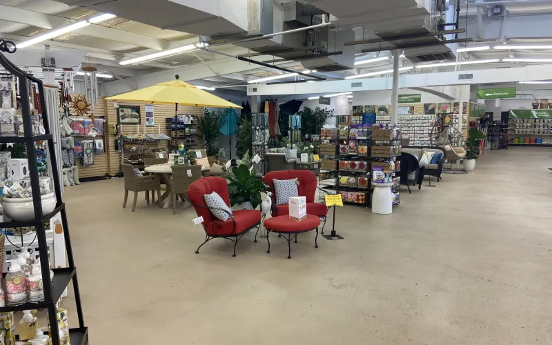 a store with tables and chairs