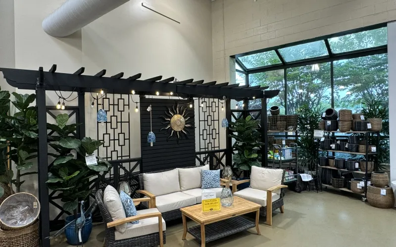 a living room with a large window