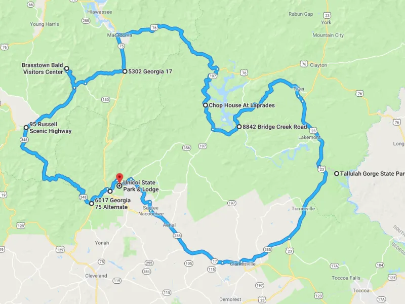 Over The Mountain and To The Gorge Route Map Drives