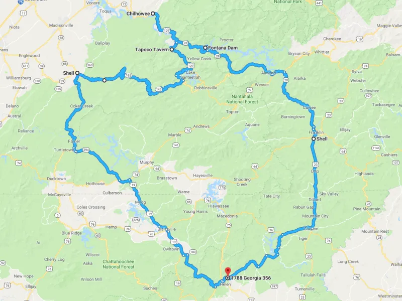 OG QDM Run route on Tail of the Dragon and Cherohala Skyway Drives
