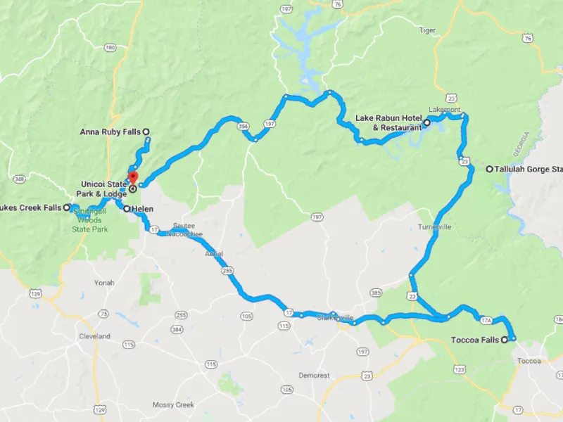 Waterfall Drive route map Drives