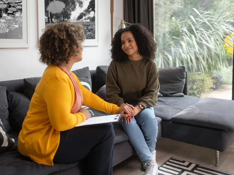 Two people having a one-on-one conversation