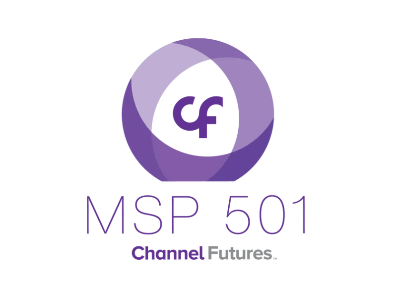 MSP 501 logo with circular design incorporating purple hues and the letters CF, representing Channel Futures.