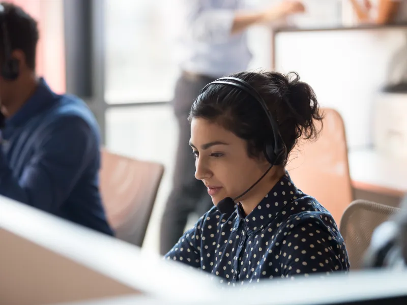 a woman wearing a headset