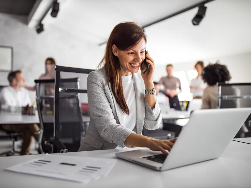 a woman on the phone