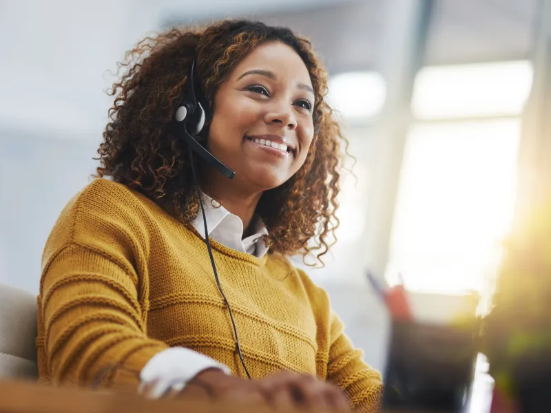 a woman wearing a headset