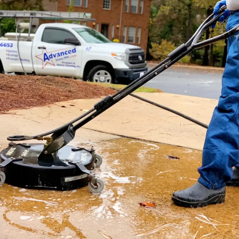 a person cleaning a driveway