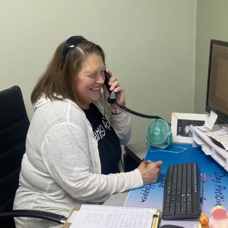 a woman talking on the phone