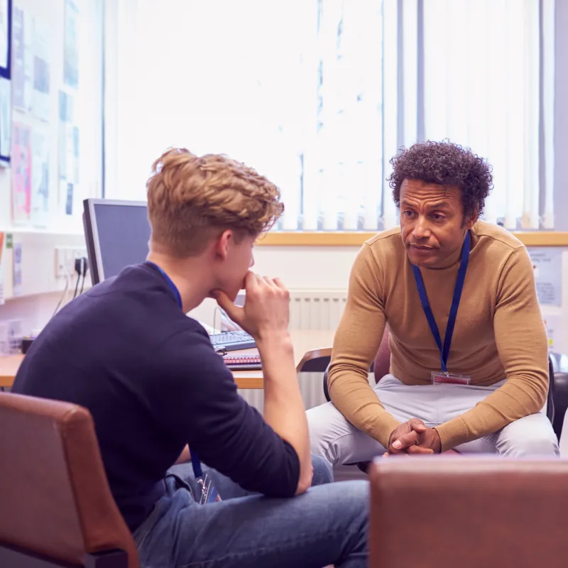 student getting counseling support