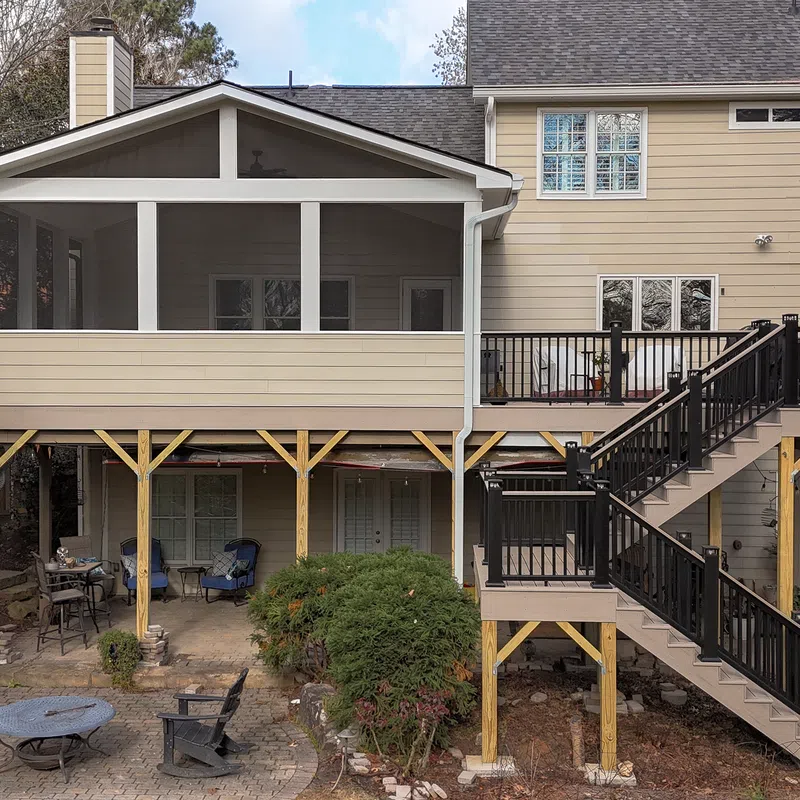 Multi-level deck and screened-in porch by Marietta deck builders in Marietta by Nelson Exteriors