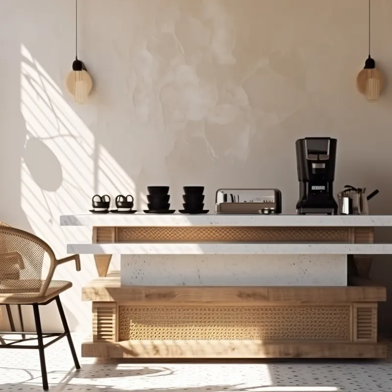 a room with a table and chairs
