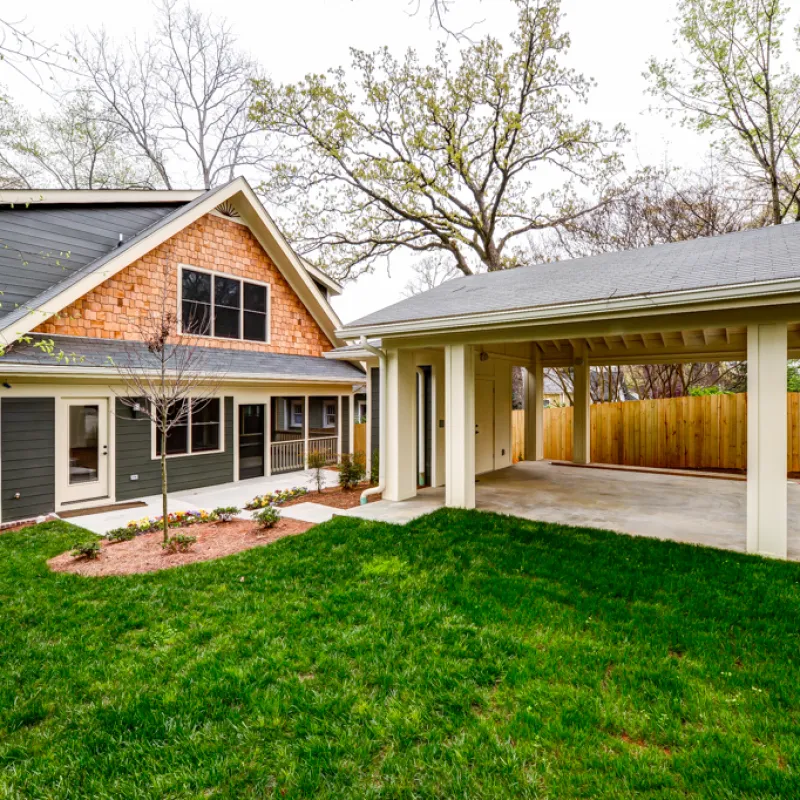 a house with a large front yard