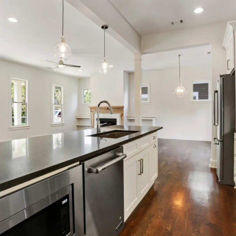 a kitchen with stainless steel appliances
