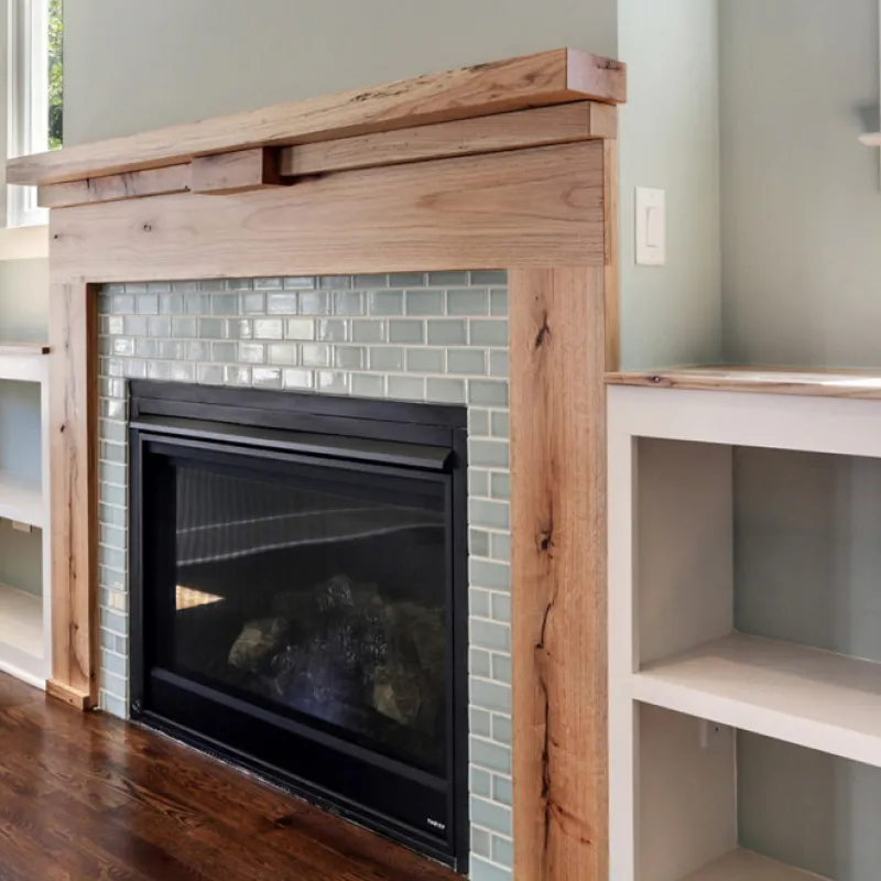 a fireplace in a room