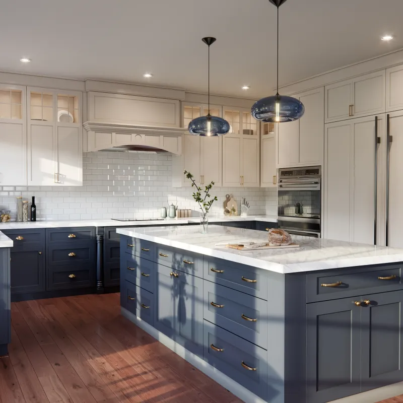 a kitchen with white cabinets