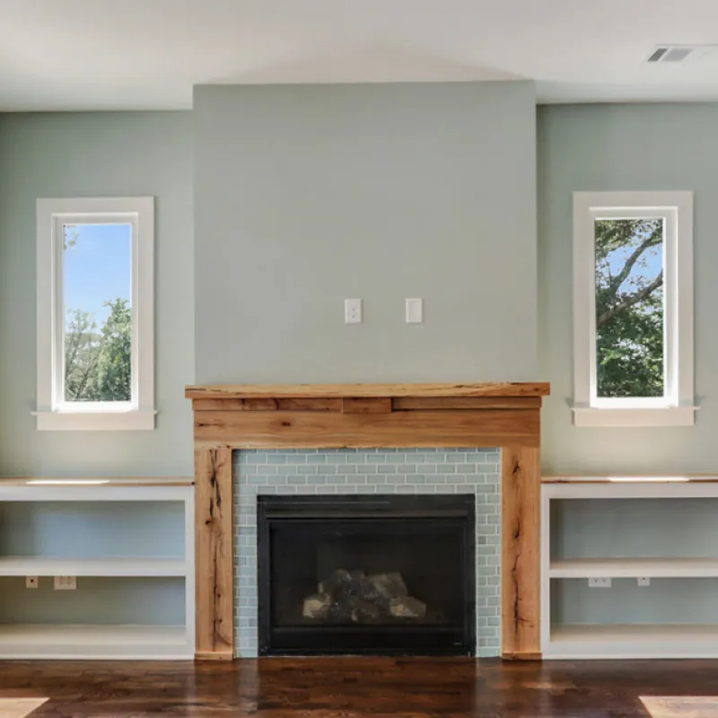 a fireplace in a room