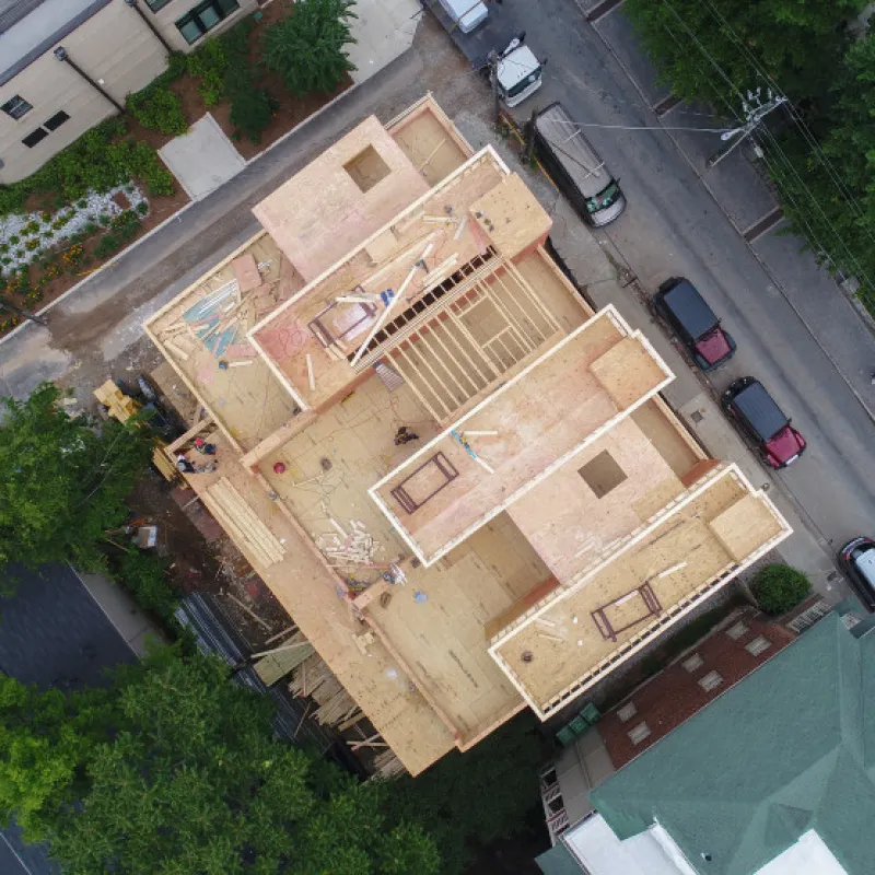a building with a parking lot