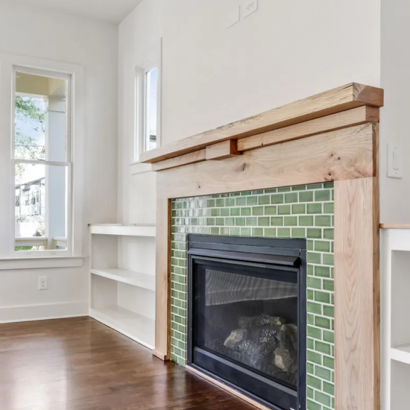 a fireplace in a room