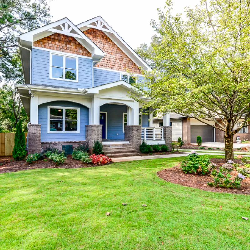 a house with a large front yard