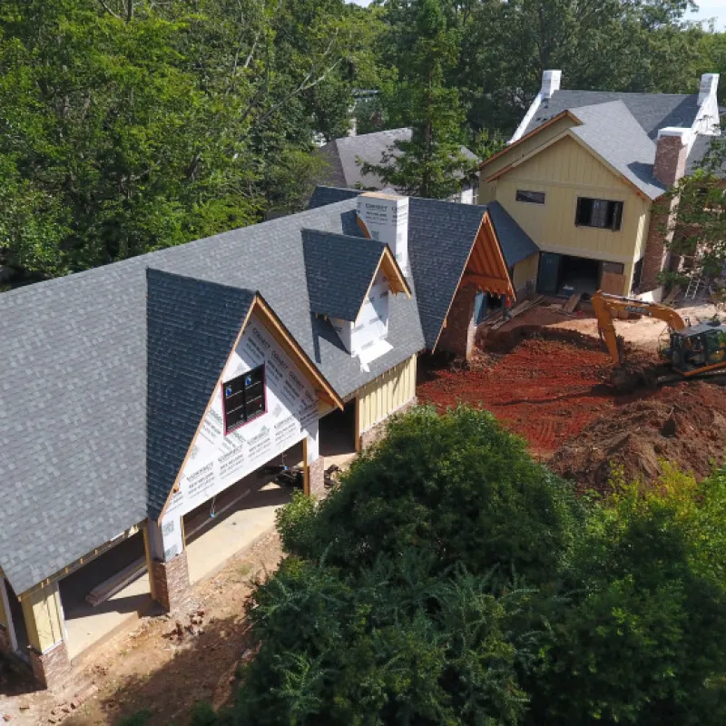 a house with trees around it