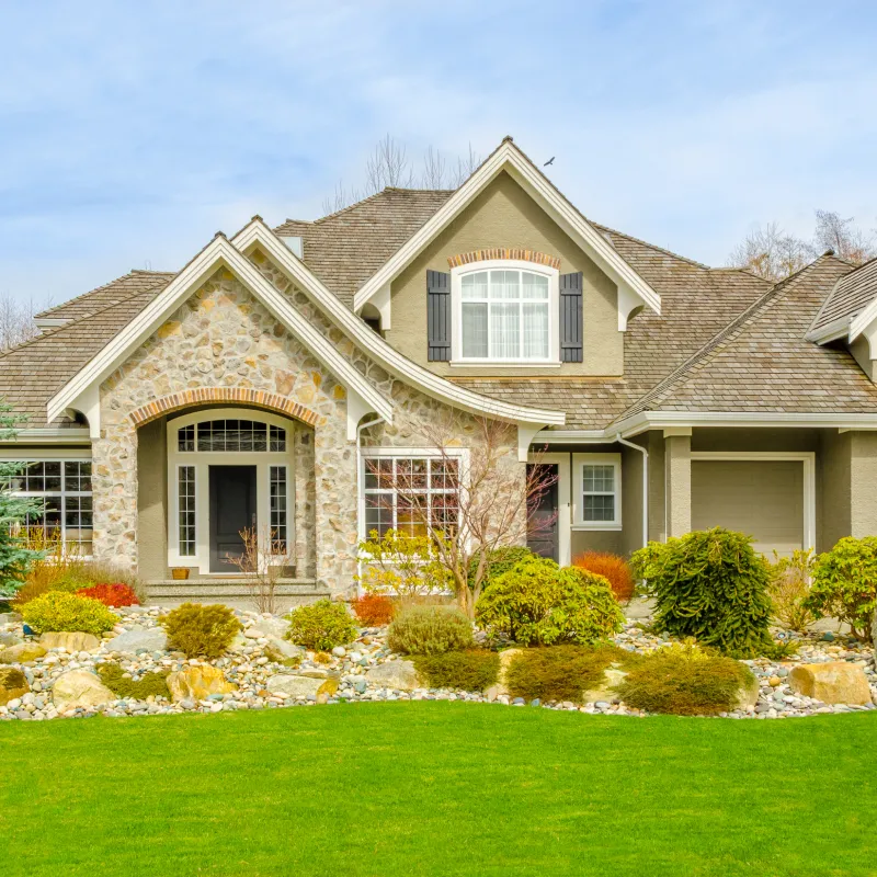 a house with a large front yard
