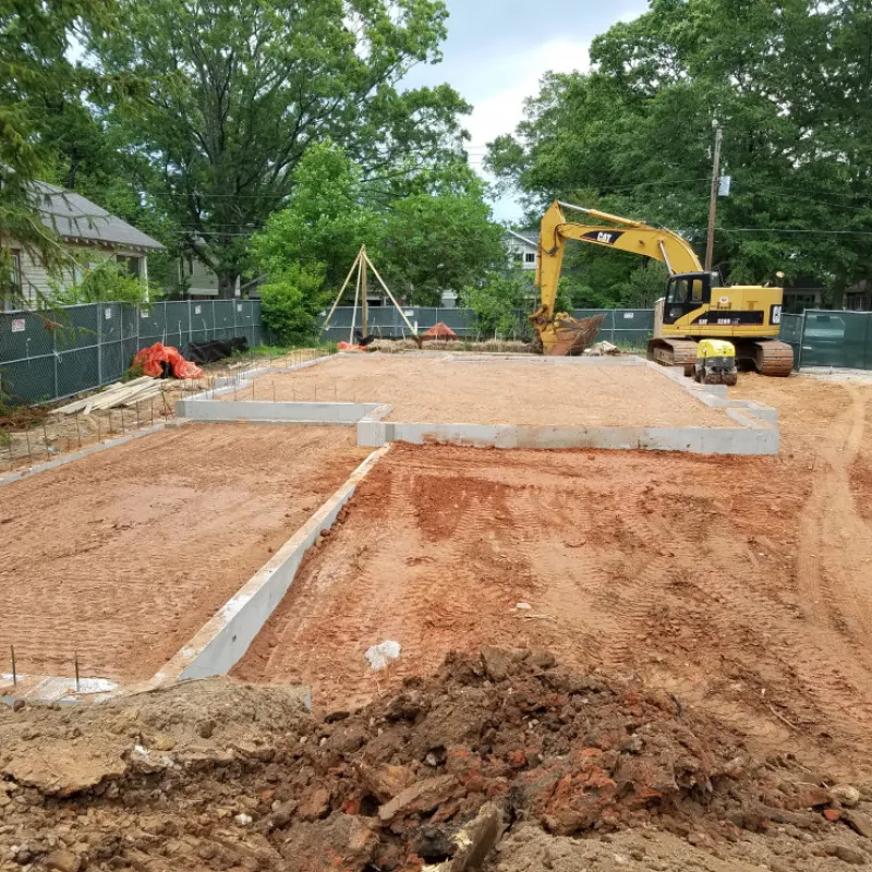 a construction site with a bulldozer
