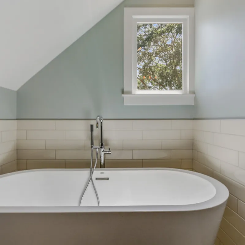 a bathtub in a bathroom