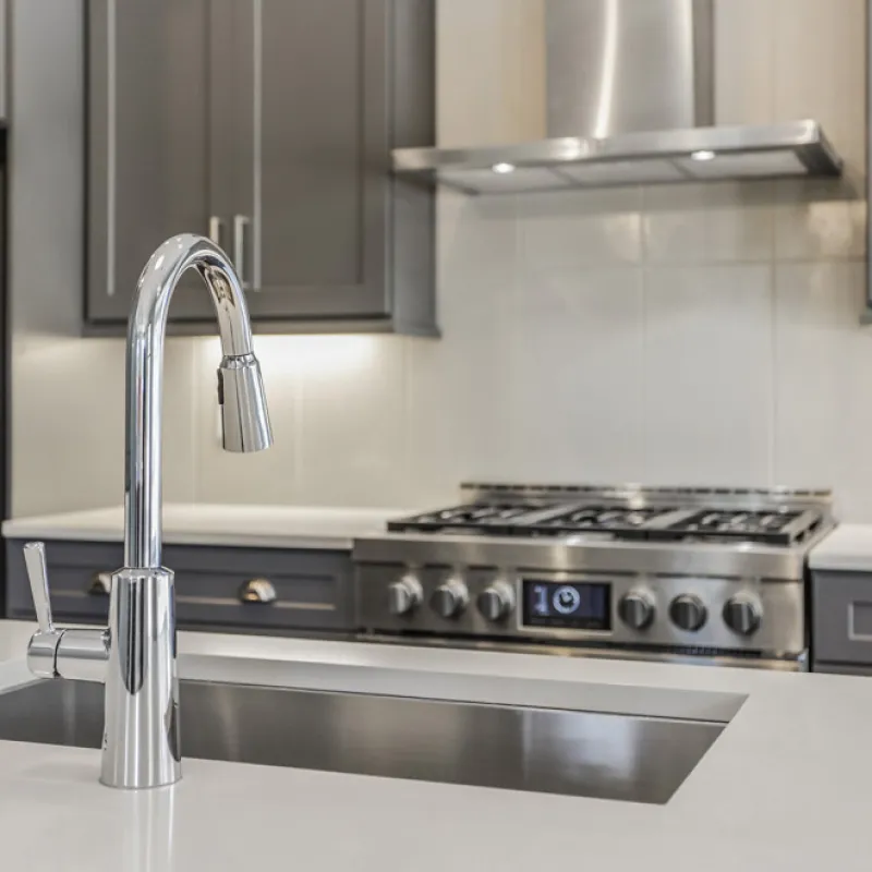 a kitchen with stainless steel appliances