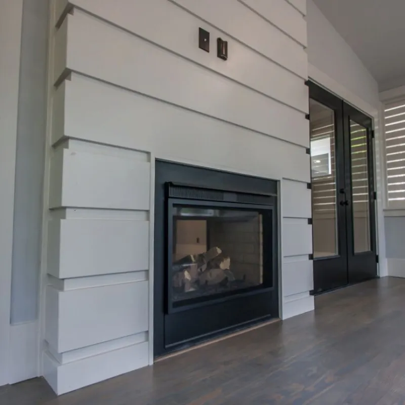 a fireplace in a room