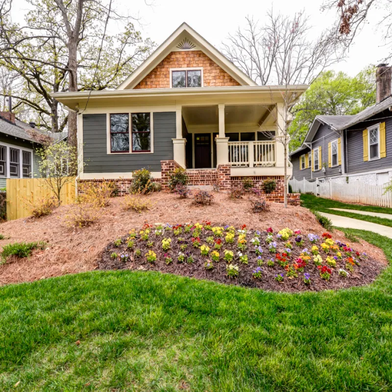 a house with a large front yard