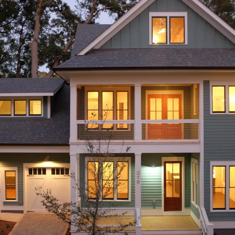 a house with a large front yard