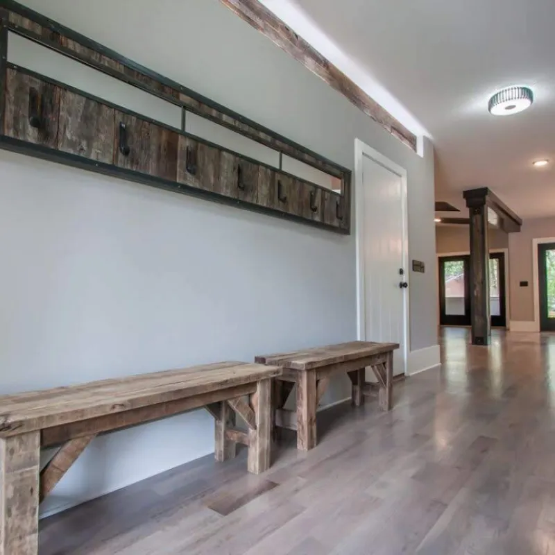 a bench in a room