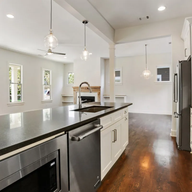 a kitchen with stainless steel appliances