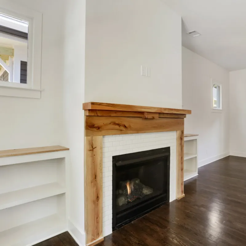 a fireplace in a room