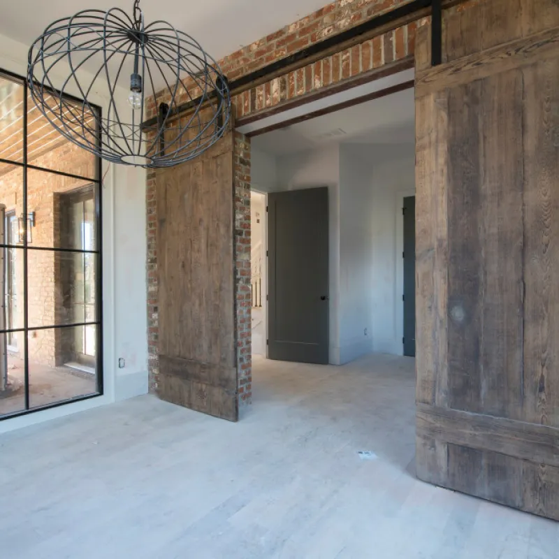 a room with glass walls