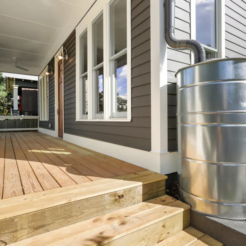 a metal container on a deck
