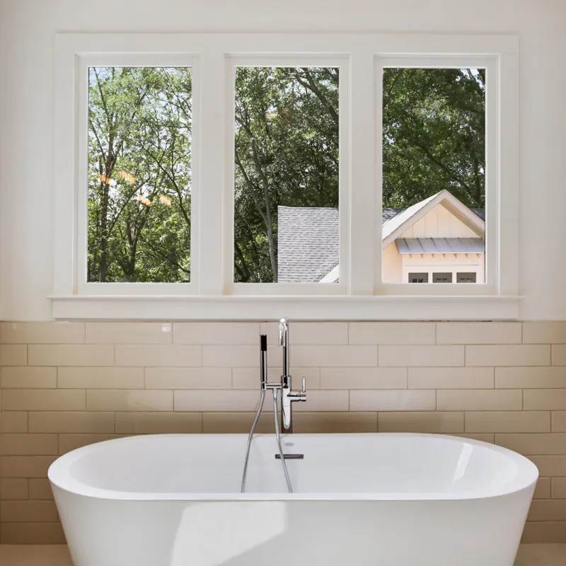 a bathtub in a bathroom
