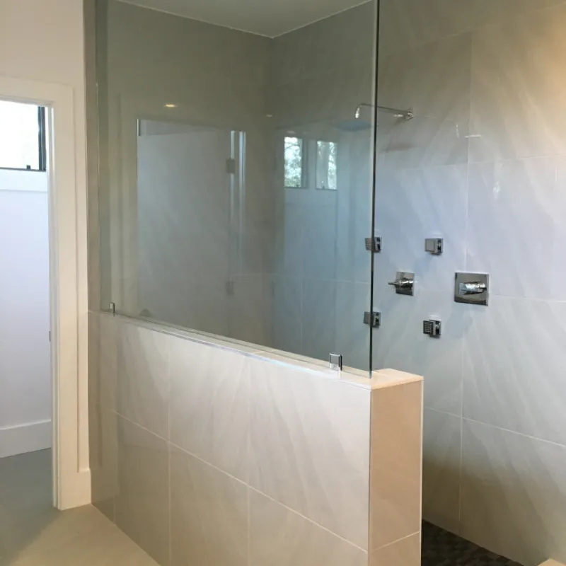 a shower unit in a bathroom
