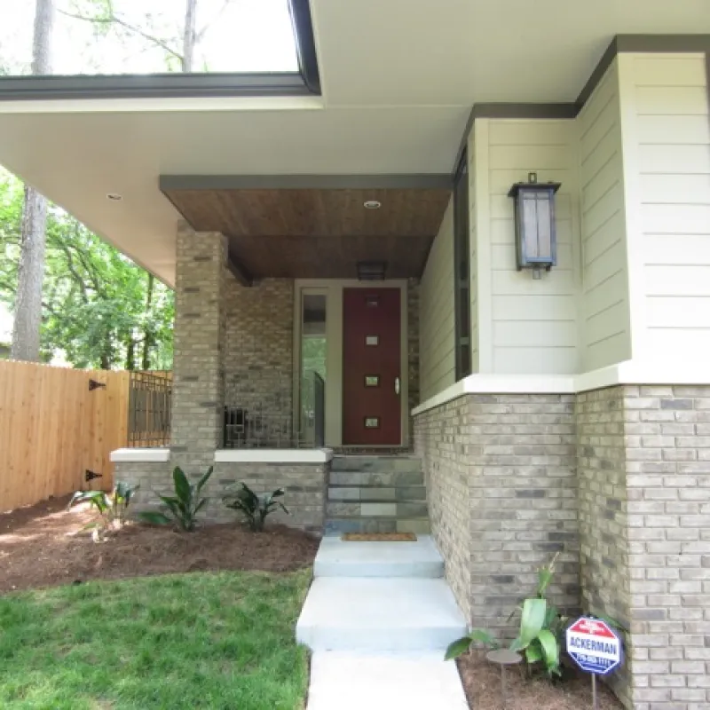 a house with a brick patio
