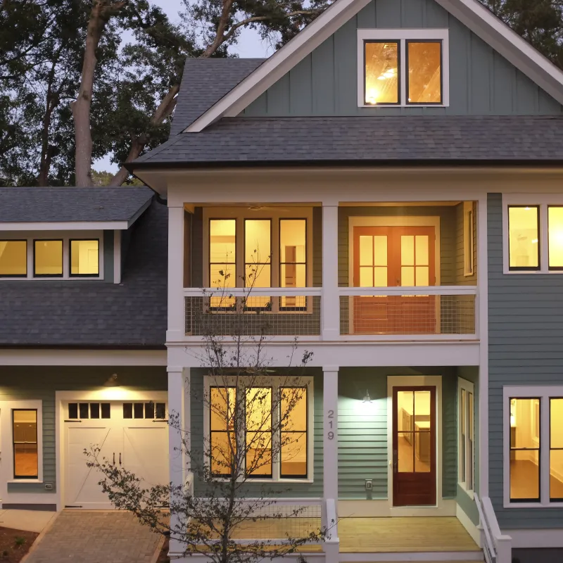 a house with a large front yard