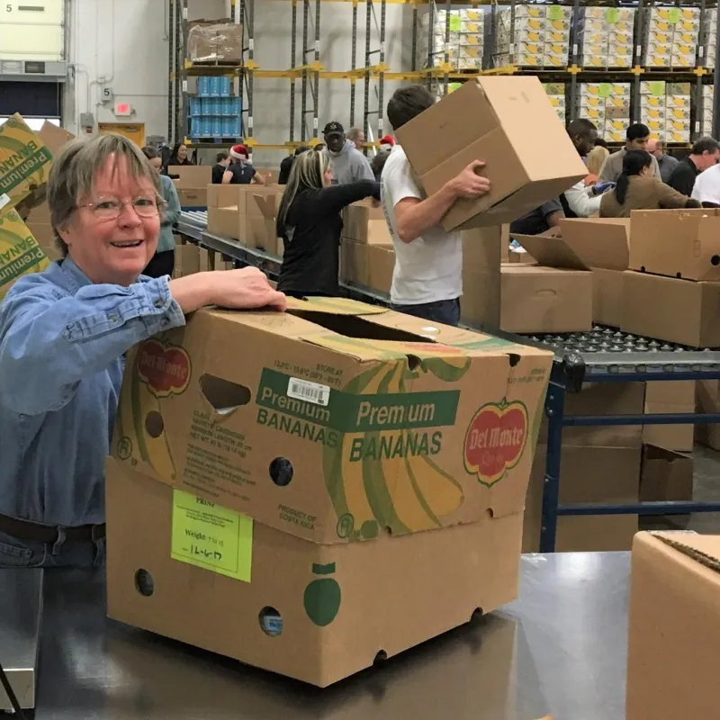 a person holding a box
