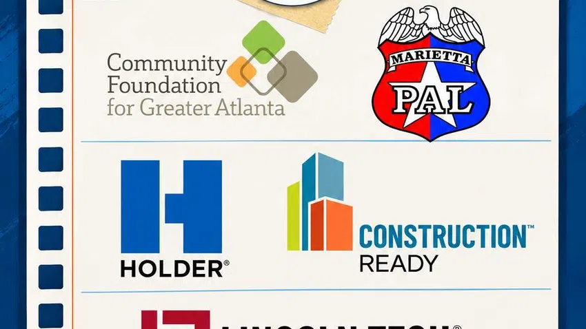 Thank you sponsors sign with logos of CobbWorks, Community Foundation, Marietta PAL, Holder, Construction Ready, Lincoln Tech, SelectCobb, and StateFarm.