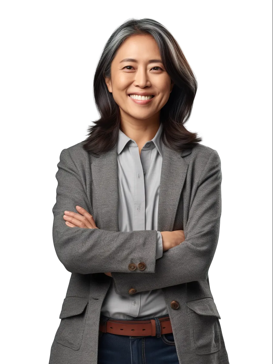 a woman with her arms crossed